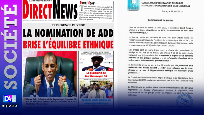 Après sa « Une du jour » contestée : Le quotidien « Direct News » fait son mea culpa auprès du tribunal des pairs Après sa « Une du jour » contestée : Le quotidien « Direct News » fait son mea culpa auprès du tribunal des pairs