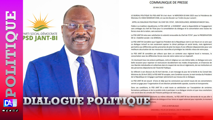 Dialogue politique : le PSD-JANT BI accepte la main tendue du Président de la République... Dialogue politique : le PSD-JANT BI accepte la main tendue du Président de la République...