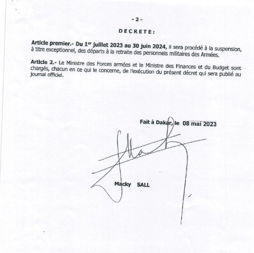 Forces armées: Suspension à titre exceptionnel des départs à la retraite des personnels militaires...
