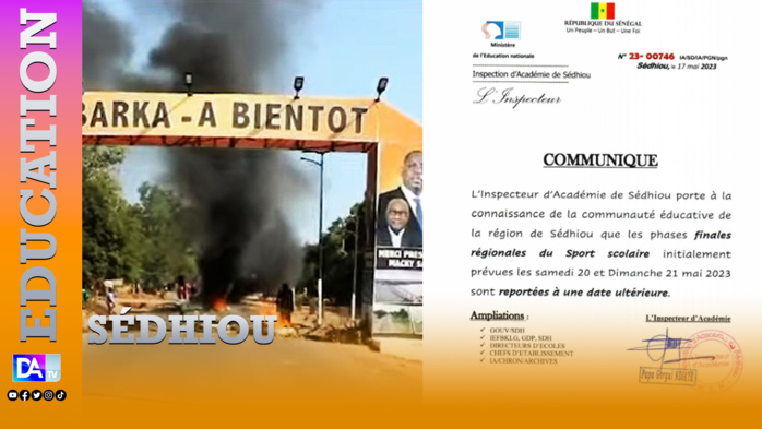SÉDHIOU : L'IA suspend les cours de même que les finales du sport scolaire.