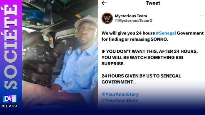 Disparition de Ousmane Sonko : Myterious Team menace et donne un ultimatum de 24H au gouvernement. Disparition de Ousmane Sonko : Myterious Team menace et donne un ultimatum de 24H au gouvernement.