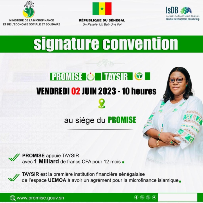 CONVENTION – Vers une signature entre le Promise et Taysir Finance SA portant sur une somme d’un milliard CONVENTION – Vers une signature entre le Promise et Taysir Finance SA portant sur une somme d’un milliard
