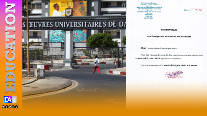 Université Cheikh Anta Diop de Dakar: Suspension des enseignements à partir de ce Mercredi pour des raisons de sécurité.