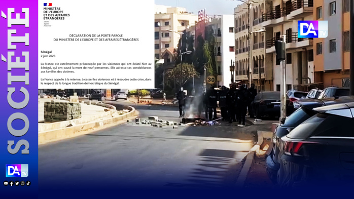Sénégal : La France exprime sa préoccupation face à l'escalade des violences. Sénégal : La France exprime sa préoccupation face à l'escalade des violences.