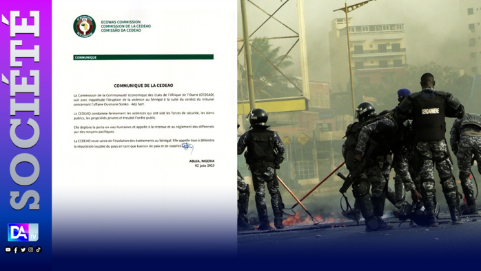 Violences au Sénégal: La CEDEAO condamne et appelle à préserver la paix et la stabilité dans le pays Violences au Sénégal: La CEDEAO condamne et appelle à préserver la paix et la stabilité dans le pays