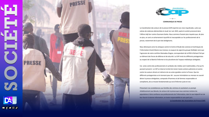 Attaque contre la presse: La CAP dénonce des attaques ignobles et se réserve le droit d'ester en justice Attaque contre la presse: La CAP dénonce des attaques ignobles et se réserve le droit d'ester en justice