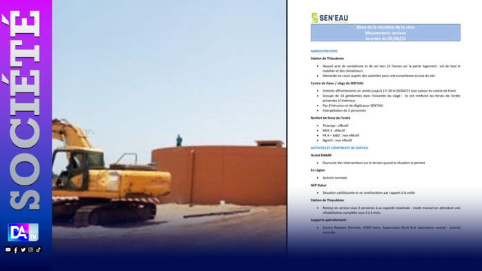 Attaque de l'usine d’eau de Tieudéme : Un déficit de 12 000 m3 prévu pour Dakar, 03 individus arrêtés, la sécurité corsée… Attaque de l'usine d’eau de Tieudéme : Un déficit de 12 000 m3 prévu pour Dakar, 03 individus arrêtés, la sécurité corsée…