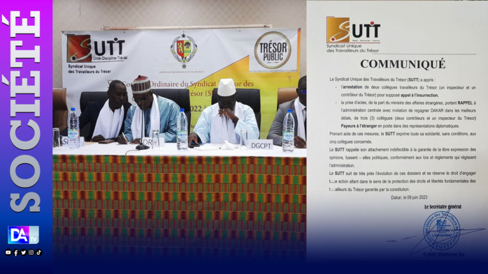 Arrestation de deux travailleurs du Trésor et prise d'actes contre trois payeurs à l'étanger : Le SUTT prend acte et exprime sa solidarité envers ses collègues. Arrestation de deux travailleurs du Trésor et prise d'actes contre trois payeurs à l'étanger : Le SUTT prend acte et exprime sa solidarité envers ses collègues.