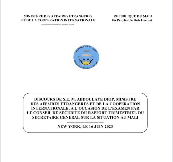 Mali : Le gouvernement demande le retrait sans délai de la MINUSMA. Mali : Le gouvernement demande le retrait sans délai de la MINUSMA.