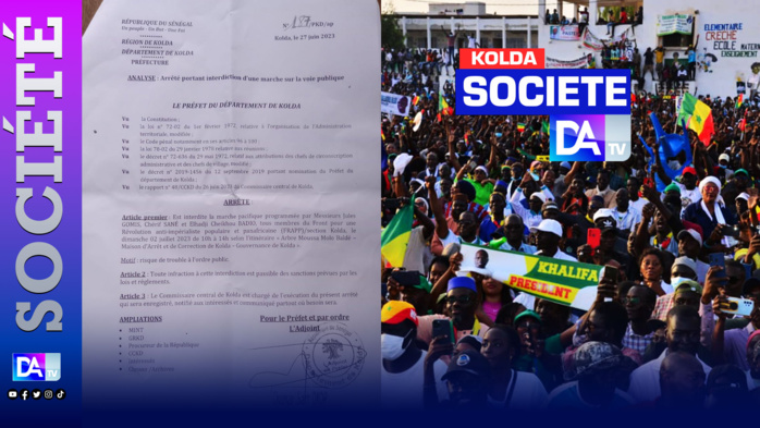 KOLDA : le préfet interdit les marches pacifiques de Frapp... KOLDA : le préfet interdit les marches pacifiques de Frapp...