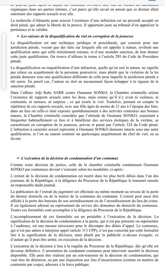 Condamnation de Ousmane SONKO par la Chambre criminelle dans l’affaire l’opposant à Adji Raby SARR: les notes accablantes du ministère de la justice Condamnation de Ousmane SONKO par la Chambre criminelle dans l’affaire l’opposant à Adji Raby SARR: les notes accablantes du ministère de la justice