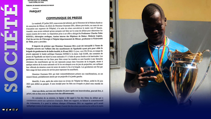 MAC de Mbour/ Décès d'Ousmane Dia: " L'autopsie révèle une hypoxie sévère...la mort est liée à une détresse respiratoire aiguë"( Procureur de la République). MAC de Mbour/ Décès d'Ousmane Dia: " L'autopsie révèle une hypoxie sévère...la mort est liée à une détresse respiratoire aiguë"( Procureur de la République).