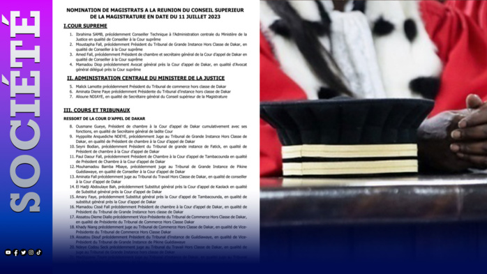 Conseil supérieur de la magistrature: Vague de nominations au niveau de la justice (…) le parquet de Thies renforcé… Conseil supérieur de la magistrature: Vague de nominations au niveau de la justice (…) le parquet de Thies renforcé…