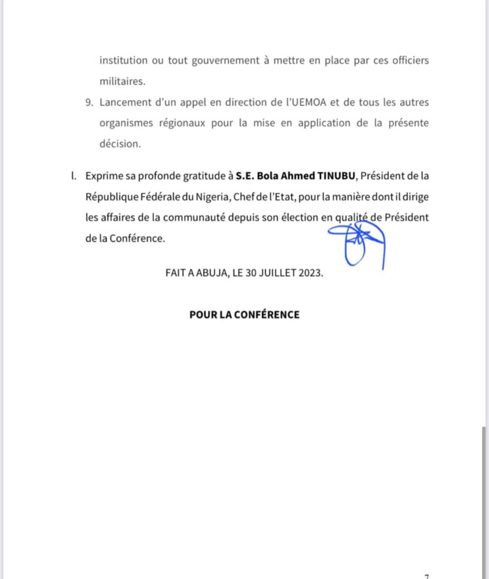 Putsch au Niger: Les sanctions actées par l’UEMOA contre la junte Putsch au Niger: Les sanctions actées par l’UEMOA contre la junte