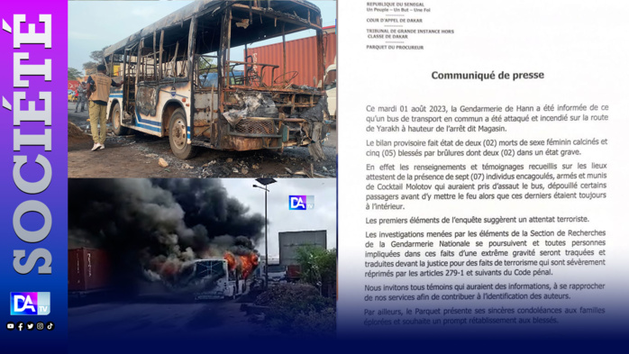 Sénégal - Attaque d’un bus TATA au cocktail molotov à Yarakh : « Les premiers éléments de l'enquête suggèrent un attentat terroriste » (Procureur)