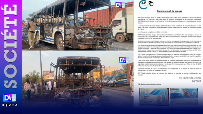 Un bus TATA calciné après une attaque par cocktail Molotov à Yarakh: « Le conducteur n’est pas un policier » ( CAPTRANS) Un bus TATA calciné après une attaque par cocktail Molotov à Yarakh: « Le conducteur n’est pas un policier » ( CAPTRANS)