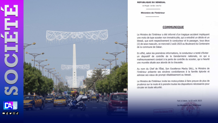 Décès d’un conducteur de scooter sur le boulevard du Centenaire de Dakar : Le ministre de l’intérieur appelle à la prudence sur la route