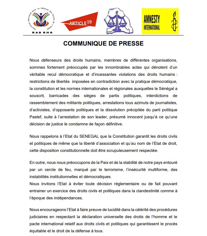 Libertés démocratiques, tensions politiques: Quatre organisations des droits de l’homme affichent leurs préoccupations