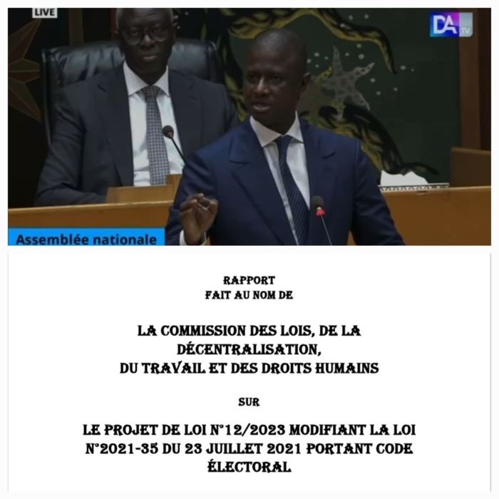 Sénégal : Voici le rapport d’examen du Projet de loi N°12/2023 modifiant la loi n°2021-35 du 23 juillet 2021 portant Code électoral Sénégal : Voici le rapport d’examen du Projet de loi N°12/2023 modifiant la loi n°2021-35 du 23 juillet 2021 portant Code électoral