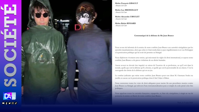 Affaire Juan Branco: La défense de l’avocat demande la remise en liberté de leur confrère Affaire Juan Branco: La défense de l’avocat demande la remise en liberté de leur confrère