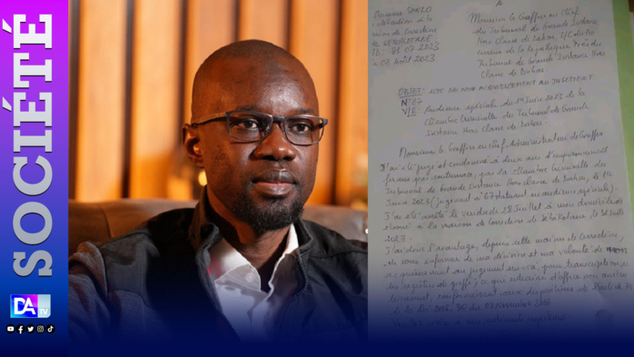 Affaire « Sweet Beauté »: Ousmane Sonko manifeste son non acquiescement, le jugement anéanti Affaire « Sweet Beauté »: Ousmane Sonko manifeste son non acquiescement, le jugement anéanti