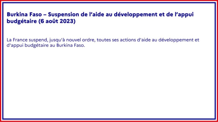 Burkina Faso/ Aide au développement et appui budgétaire : la France coupe le robinet ! Burkina Faso/ Aide au développement et appui budgétaire : la France coupe le robinet !