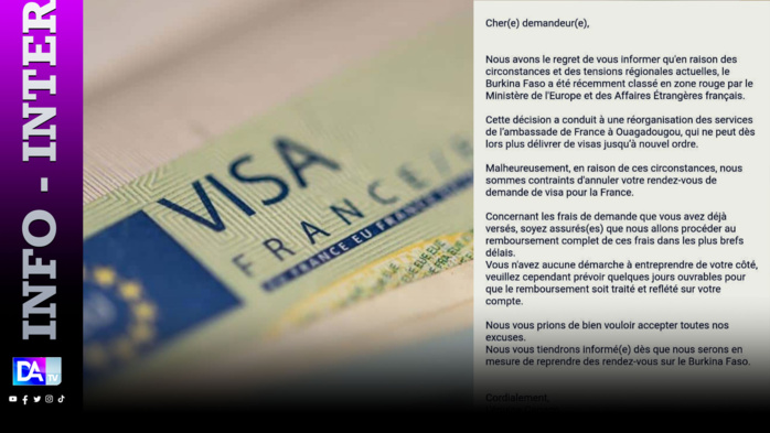 Coopération: La France suspend la délivrance des visas au Burkina jusqu’à nouvel ordre Coopération: La France suspend la délivrance des visas au Burkina jusqu’à nouvel ordre