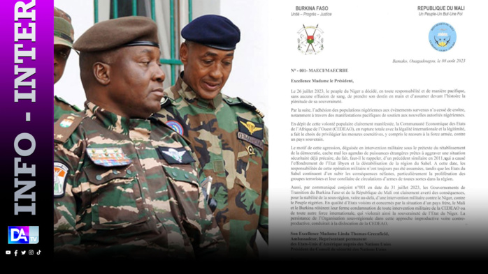 Éventuelle intervention militaire au Niger: les gouvernements du Mali et du Burkina en appellent à la responsabilité du Conseil de Sécurité et du Conseil de Paix et de Sécurité… Éventuelle intervention militaire au Niger: les gouvernements du Mali et du Burkina en appellent à la responsabilité du Conseil de Sécurité et du Conseil de Paix et de Sécurité…