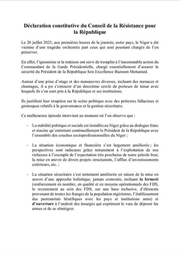 Niger: Naissance d’une nouvelle force démocratique qui fait face à Tchiani et ses hommes Niger: Naissance d’une nouvelle force démocratique qui fait face à Tchiani et ses hommes