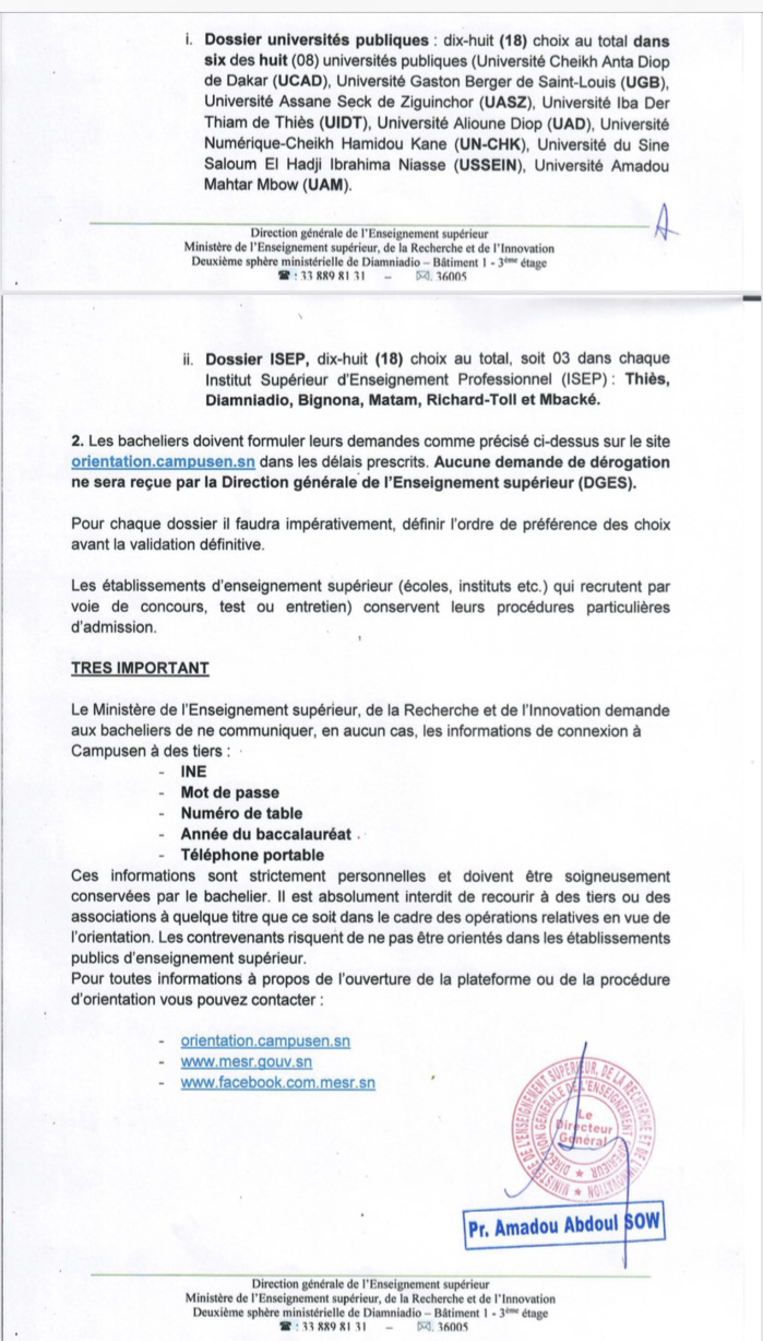 Éducation : Le MESRI annonce le début des orientations des nouveaux bacheliers Éducation : Le MESRI annonce le début des orientations des nouveaux bacheliers