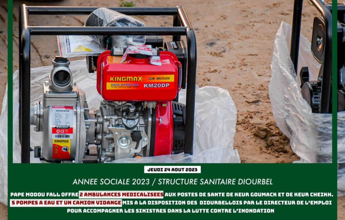VEILLE DE MAGAL 2023- Pape Modou Fall offre 02 ambulances , 01 camion hydrocureur et 05 motopompes aux populations VEILLE DE MAGAL 2023- Pape Modou Fall offre 02 ambulances , 01 camion hydrocureur et 05 motopompes aux populations