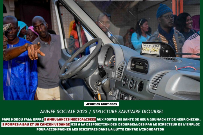 VEILLE DE MAGAL 2023- Pape Modou Fall offre 02 ambulances , 01 camion hydrocureur et 05 motopompes aux populations VEILLE DE MAGAL 2023- Pape Modou Fall offre 02 ambulances , 01 camion hydrocureur et 05 motopompes aux populations