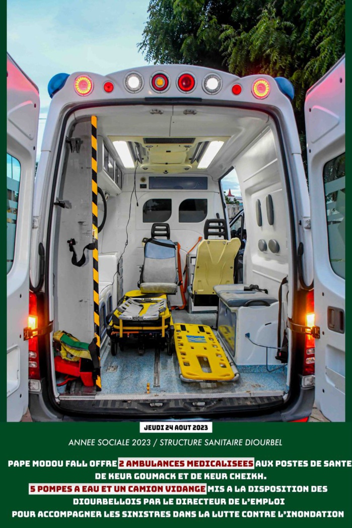 VEILLE DE MAGAL 2023- Pape Modou Fall offre 02 ambulances , 01 camion hydrocureur et 05 motopompes aux populations VEILLE DE MAGAL 2023- Pape Modou Fall offre 02 ambulances , 01 camion hydrocureur et 05 motopompes aux populations