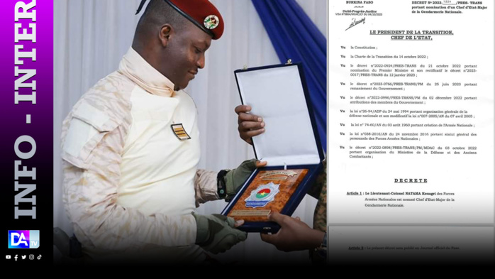 Burkina Faso : Le chef d'état-major de la gendarmerie nationale démis de ses fonctions Burkina Faso : Le chef d'état-major de la gendarmerie nationale démis de ses fonctions