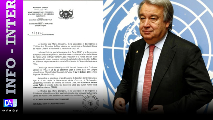 Niger: Le gouvernement accuse le SG de l'ONU et exige le départ du chef de la mission diplomatique de l'ONU dans les 72 heures Niger: Le gouvernement accuse le SG de l'ONU et exige le départ du chef de la mission diplomatique de l'ONU dans les 72 heures