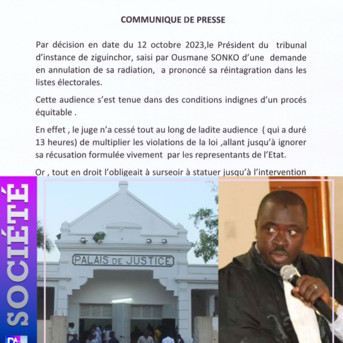 Réintégration de Sonko dans les listes électorales : L’Etat décide d’intenter un recours en annulation de la décision du juge Sabassy Faye Réintégration de Sonko dans les listes électorales : L’Etat décide d’intenter un recours en annulation de la décision du juge Sabassy Faye