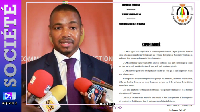 Communiqué fustigeant la décision du juge qui annule la radiation de Sonko: L’UMS attaque l’agent judiciaire de l’Etat Communiqué fustigeant la décision du juge qui annule la radiation de Sonko: L’UMS attaque l’agent judiciaire de l’Etat