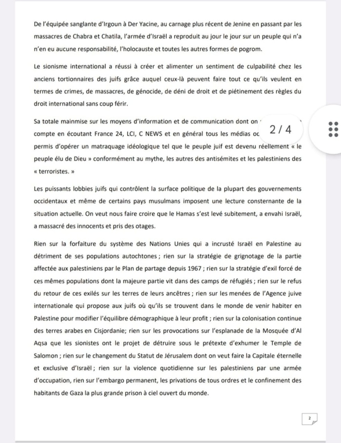 Israël-Gaza: La Ligue des Imams et prédicateurs du Sénégal adresse une lettre de protestation à l'ONU et à l'OCI contre les crimes perpétrés par l'armée d'Israël Israël-Gaza: La Ligue des Imams et prédicateurs du Sénégal adresse une lettre de protestation à l'ONU et à l'OCI contre les crimes perpétrés par l'armée d'Israël