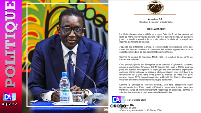 Conflit au moyen Orient: " J'invite les Sénégalais et les courants d'opinion du continent africain à encourager fortement S.E.M. Macky Sall..., à s’appuyer sur son immense expérience...pour contribuer à la restauration de la paix dans cette partie du Conflit au moyen Orient: " J'invite les Sénégalais et les courants d'opinion du continent africain à encourager fortement S.E.M. Macky Sall..., à s’appuyer sur son immense expérience...pour contribuer à la restauration de la paix dans cette partie du