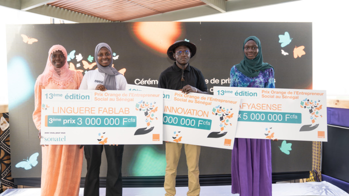 AFYASENSE, CACTUS INNOVATION et LINGUERE FABLAB lauréats du Prix Orange de l’Entreprenariat Social au Sénégal 2023