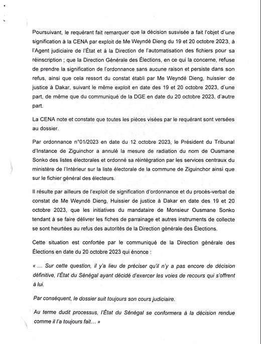 Présidentielle 2024: La CENA invite " la DGE à prendre toutes les dispositions nécessaires pour faire tenir à la disposition du mandataire de Ousmane Sonko la fiche de parrainage, la clé USB...