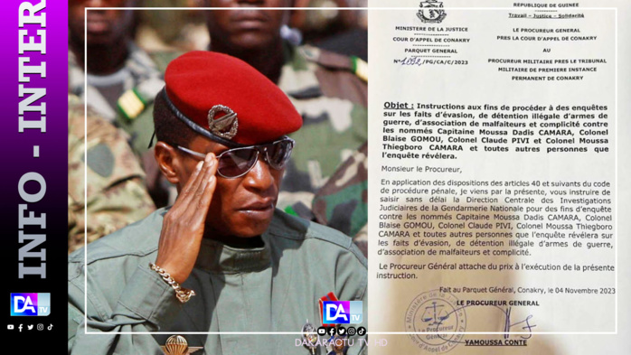 Guinée / Évasion de prison de Dadis Camara et sa bande: Le procureur général ordonne l’ouverture d’une enquête Guinée / Évasion de prison de Dadis Camara et sa bande: Le procureur général ordonne l’ouverture d’une enquête