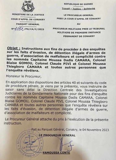 Guinée / Évasion de prison de Dadis Camara et sa bande: Le procureur général ordonne l’ouverture d’une enquête