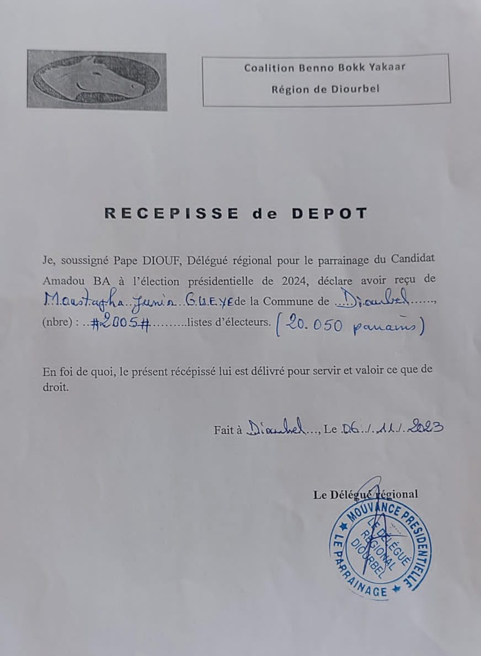 PARRAINAGES À DIOURBEL - Moustapha Guèye, Dg du Crous de Bambey, est à 37.000 pour Amadou Bâ PARRAINAGES À DIOURBEL - Moustapha Guèye, Dg du Crous de Bambey, est à 37.000 pour Amadou Bâ