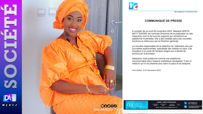 Presse: La journaliste Ndèye Maty Diagne nommée directrice de publication( Dirpub) du site Dakaractu.com
