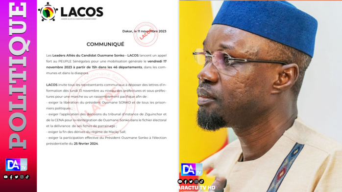 Appel du 17 novembre: les Leaders Alliés du Candidat Ousmane Sonko sonnent la mobilisation générale Appel du 17 novembre: les Leaders Alliés du Candidat Ousmane Sonko sonnent la mobilisation générale