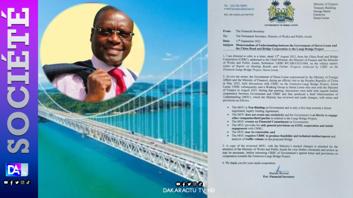 Projet de construction pont de Lungi/ Accord entre l’Etat Sierra Léonais et CRBC: Quid de l’implication du groupe ATEPA? Projet de construction pont de Lungi/ Accord entre l’Etat Sierra Léonais et CRBC: Quid de l’implication du groupe ATEPA?