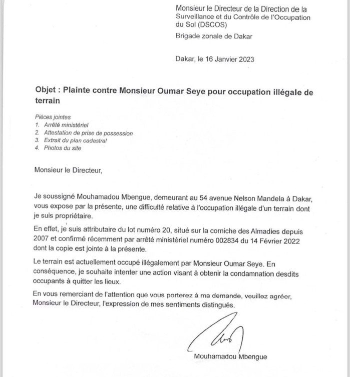 Corniche des Almadies : les mises au point du propriétaire de la parcelle Lot 20 réclamé par le collectif ‘’Ngor Debout’’. Corniche des Almadies : les mises au point du propriétaire de la parcelle Lot 20 réclamé par le collectif ‘’Ngor Debout’’.