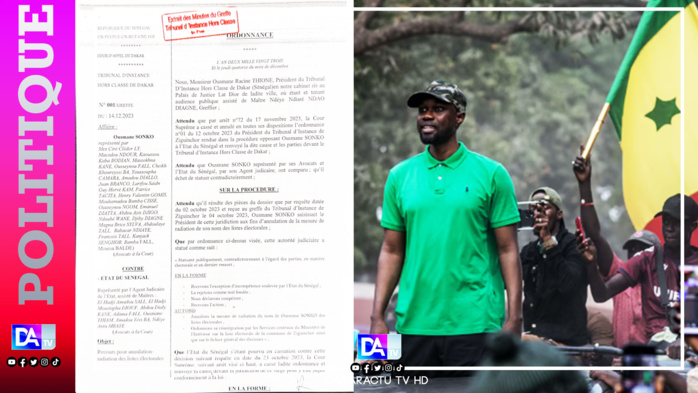 Tribunal l’Instance Hors Classe de Dakar: Le juge rend publique sa décision ordonnant la réintégration de Ousmane Sonko Tribunal l’Instance Hors Classe de Dakar: Le juge rend publique sa décision ordonnant la réintégration de Ousmane Sonko