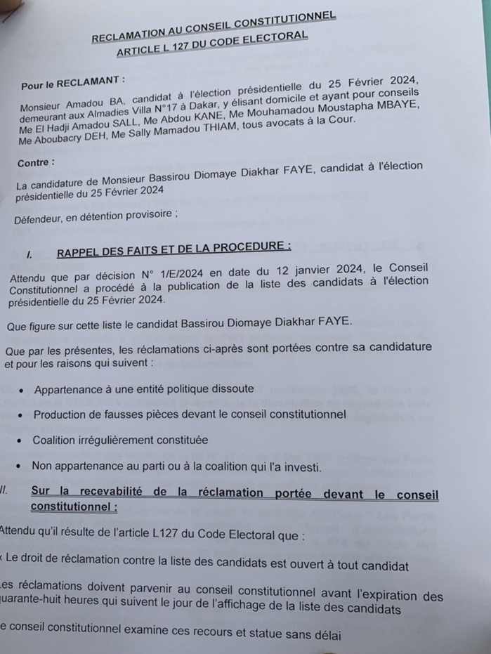 Recours au Conseil constitutionnel : ce qui est reproché aux candidats Bassirou Diomaye Faye et Cheikh Tidiane Dièye. Recours au Conseil constitutionnel : ce qui est reproché aux candidats Bassirou Diomaye Faye et Cheikh Tidiane Dièye.